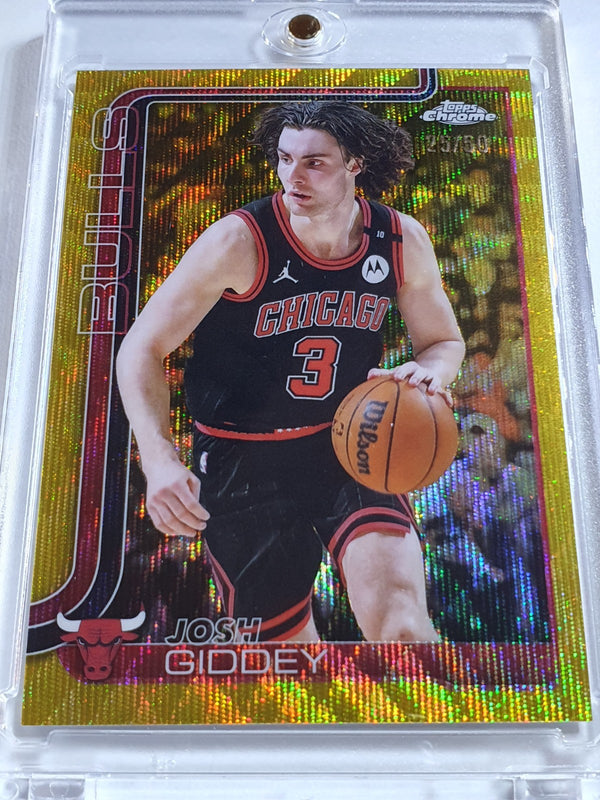 2025 Topps Chrome Josh Giddey #48 GOLD WAVE /50 Holo (Bulls) - Ready to Grade