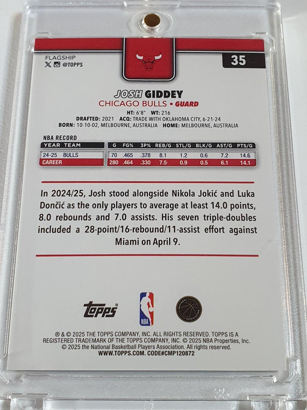 2025 Topps Flagship Josh Giddey #35 GOLD HOLO FOIL /50 (Bulls) - Ready to Grade