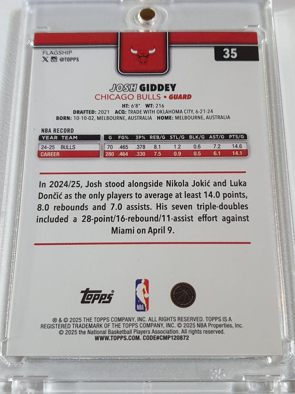 2025 Topps Flagship Josh Giddey #35 WOOD /25 Holo (Bulls) - Ready to Grade