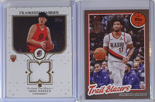 Lot 2 x 2025 Topps Basketball Shaedon Sharpe Yang Hansen Rookie Game Jersey
