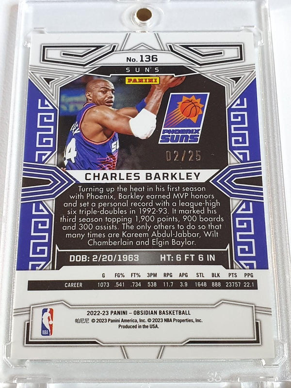 2022 Panini Obsidian Charles Barkley #136 ELECTRIC ETCH GREEN FLOOD /25 Holo