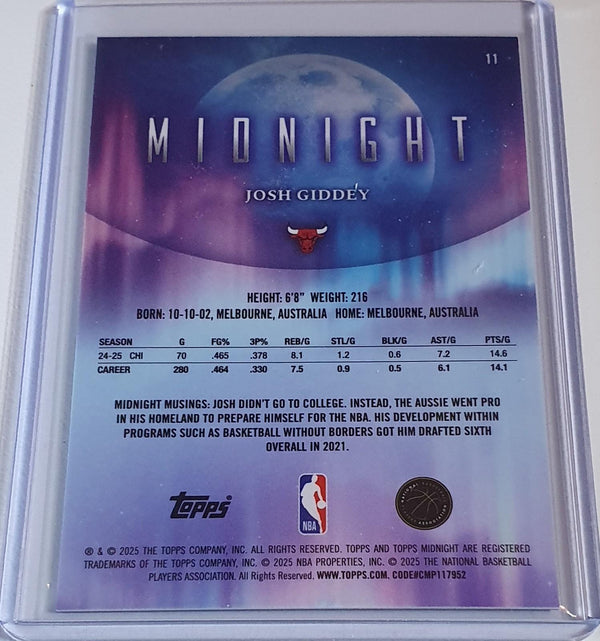 2025 Topps Midnight Josh Giddey #11 Holo (Bulls) - Ready to Grade