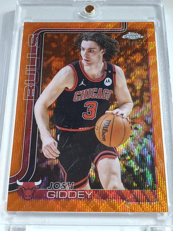 2025 Topps Chrome Josh Giddey #48 ORANGE WAVE /25 Holo (Bulls) - Ready to Grade