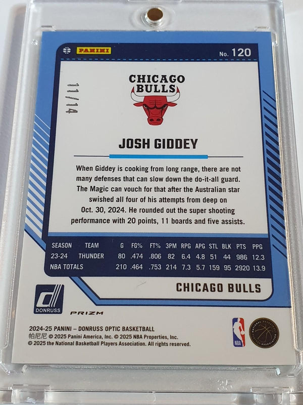 2024 Panini Donruss Optic Josh Giddey #120 FOTL GREEN MOSAIC /14 Holo (Bulls)