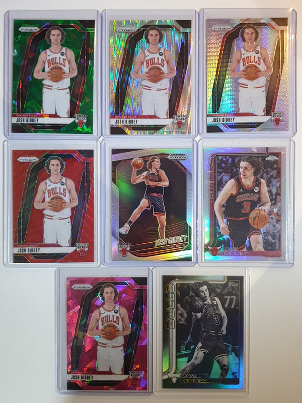Josh Giddey (Bulls) Lot of 8 x Cards Holos Color Variants - Ready to Grade