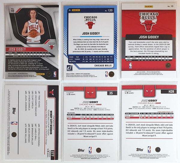 Josh Giddey (Bulls) Lot of 6 x Cards Panini & Topps - Ready to Grade