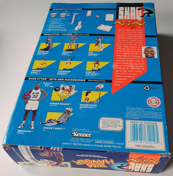 1993 Kenner Shaq Attaq Shaquille O'Neal Figurine Rim Hanger - Sealed Figure