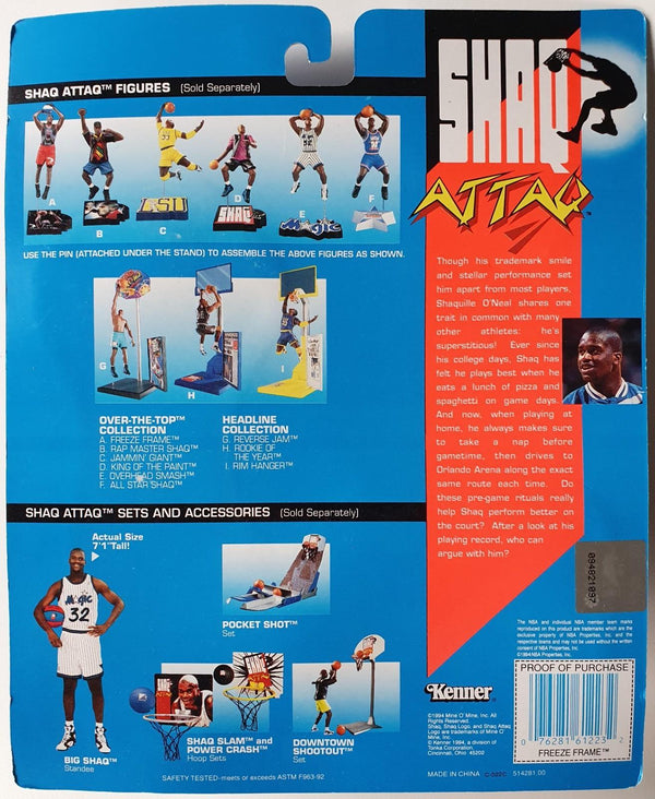 1993 Kenner Shaq Attaq Shaquille O'Neal Figurine Freeze Frame - Sealed Figure