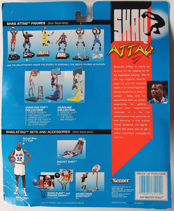 1993 Kenner Shaq Attaq Shaquille O'Neal Figurine Rap Master Shaq - Sealed Figure