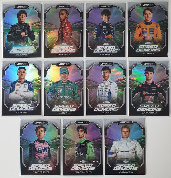 2025 Topps Chrome Formula 1 Speed Demons (Complete Set 11 Cards) Ready to Grade