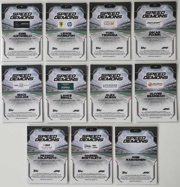 2025 Topps Chrome Formula 1 Speed Demons (Complete Set 11 Cards) Ready to Grade