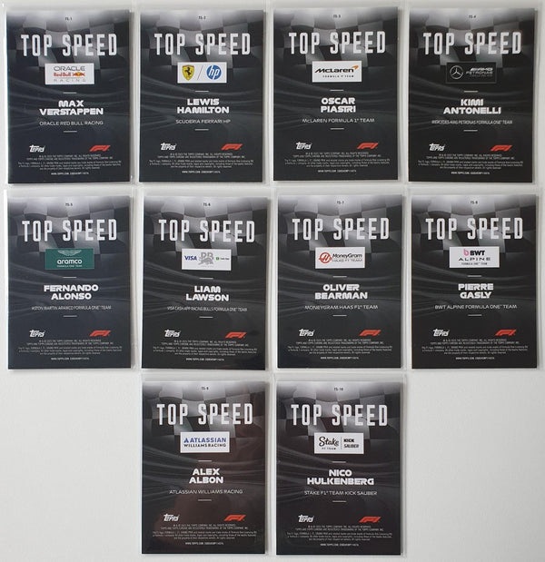 2025 Topps Chrome Formula 1 Top Speed (Complete Set 10 Cards) - Rare F1