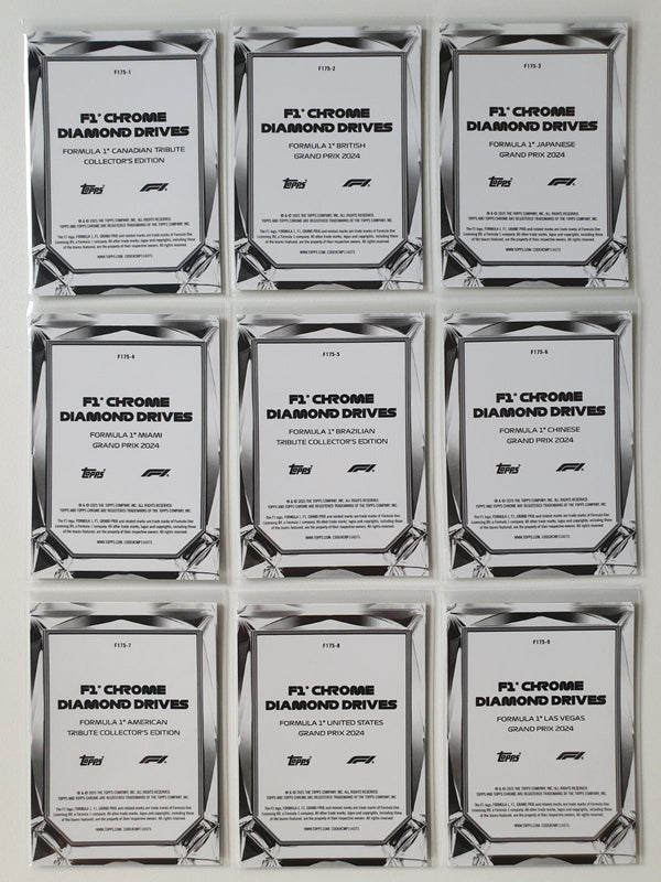 2025 Topps Chrome Formula 1 F1 Chrome Diamond Drivers (Complete Set 9 Cards)