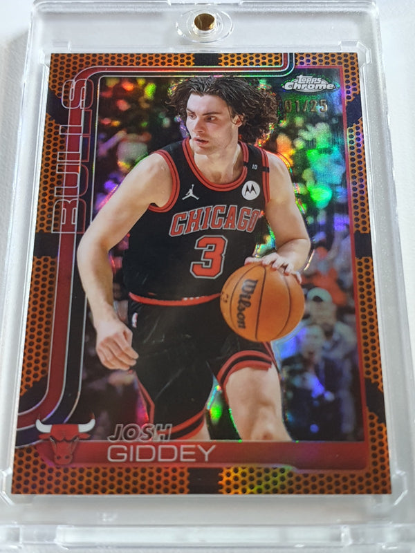 2025 Topps Chrome Josh Giddey #48 ORANGE BASKETBALL 01/25 Holo (Bulls) - Rare