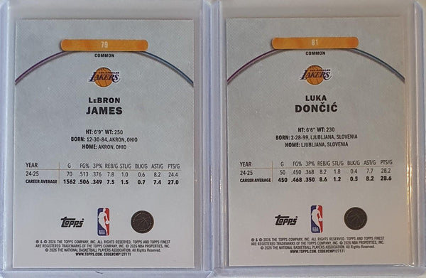 2025 Topps Finest LeBron James #79 Luka Doncic #81 (Lakers) - Ready to Grade
