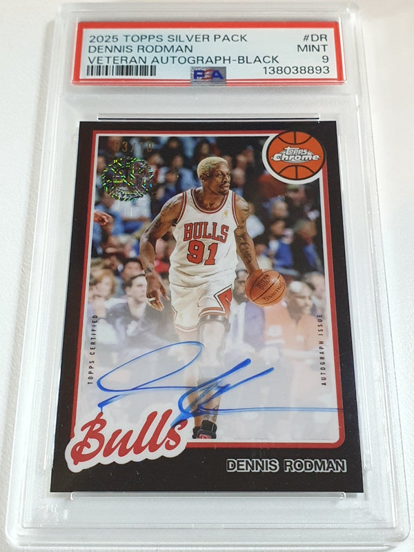 2025 Topps Silver Pack Dennis Rodman AUTO BLACK /10 Autograph - PSA 9 (POP 2)