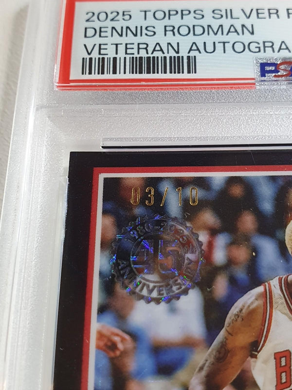 2025 Topps Silver Pack Dennis Rodman AUTO BLACK /10 Autograph - PSA 9 (POP 2)