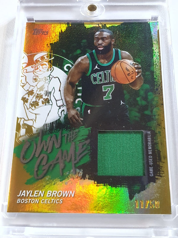 2025 Topps Basketball Jaylen Brown #PATCH GOLD RAINBOW FOIL /50 Game Worn Jersey