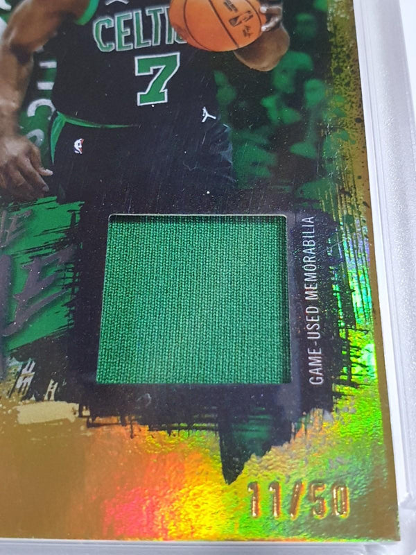 2025 Topps Basketball Jaylen Brown #PATCH GOLD RAINBOW FOIL /50 Game Worn Jersey