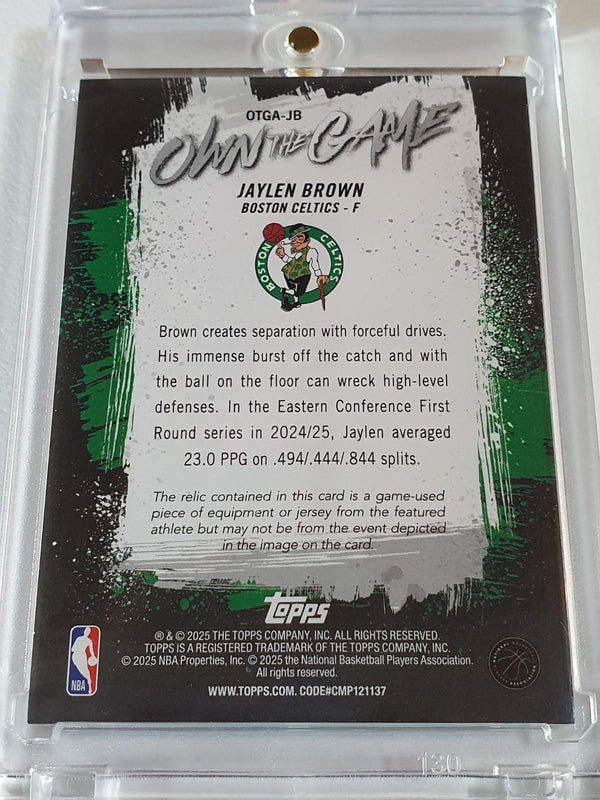 2025 Topps Basketball Jaylen Brown #PATCH GOLD RAINBOW FOIL /50 Game Worn Jersey
