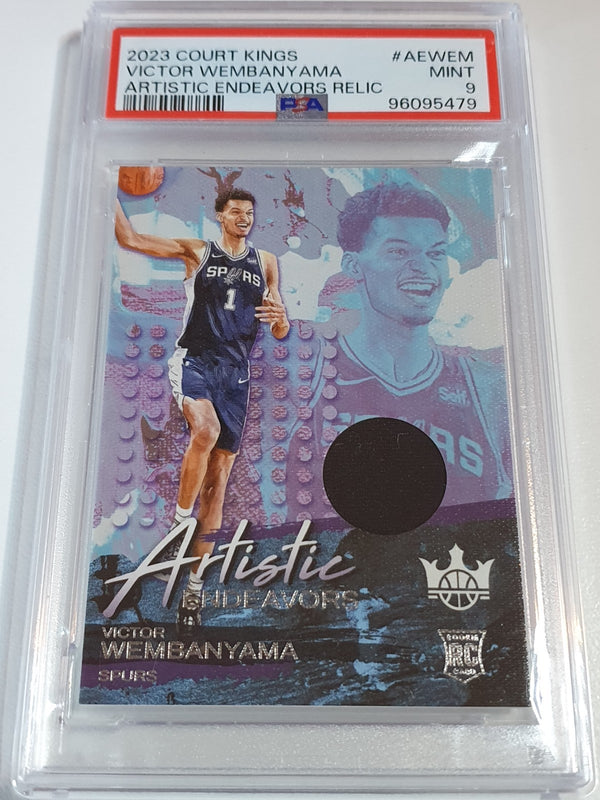 2023 Panini Court Kings Victor Wembanyama Rookie #PATCH Jersey RC - PSA 9