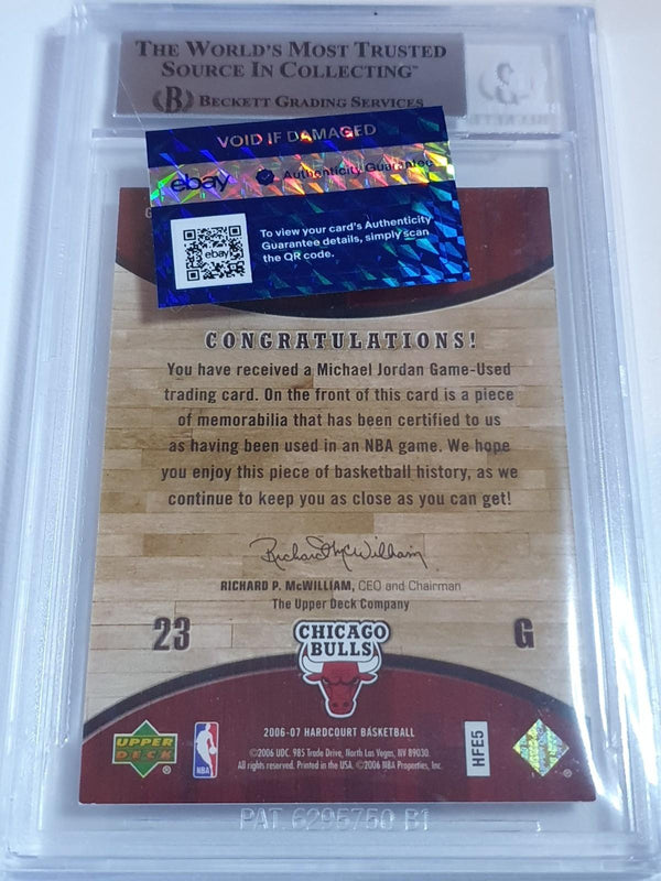 2006 Upper Deck Hardcourt Michael Jordan #11 GAME USED FLOOR - BGS 9 (POP 7)