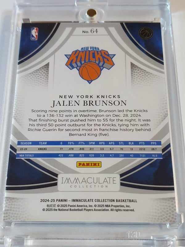 2024 Panini Immaculate Collection Jalen Brunson #64 BLUE /25 Foil Action - Rare