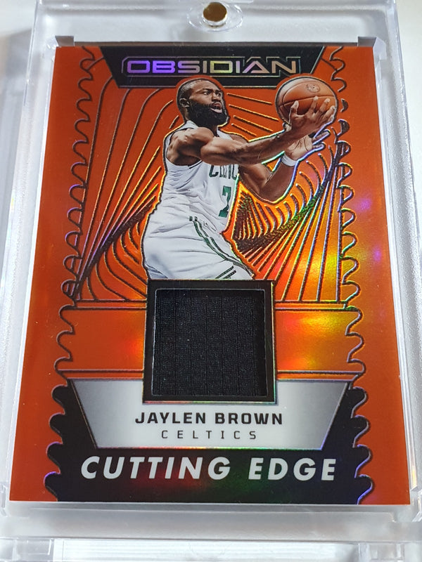2024 Obsidian Jaylen Brown #PATCH ORANGE FLOOD /99  Game Worn Jersey - Rare
