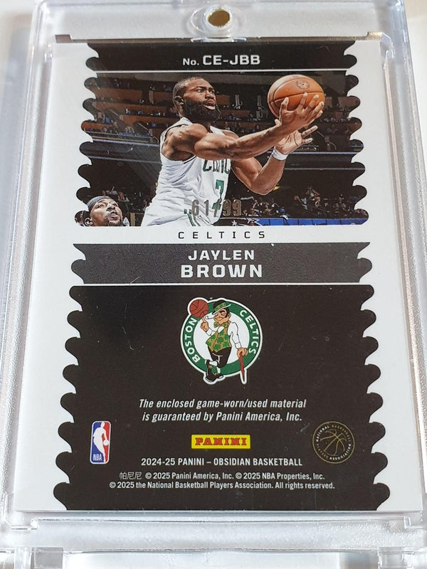 2024 Obsidian Jaylen Brown #PATCH ORANGE FLOOD /99  Game Worn Jersey - Rare