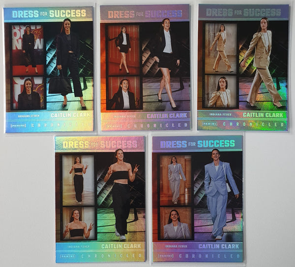 2025 Panini Caitlin Clark Chronicled Lot 5 x HOLO Dress for Success - Rare