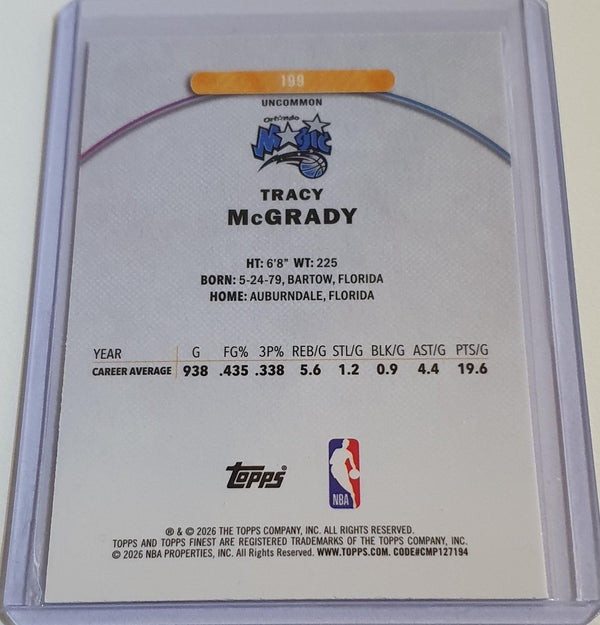 2025 Topps Finest Tracy McGrady #199 UNCOMMON PURPLE /200 Refractor - Rare