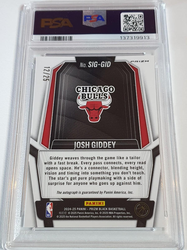 2024 Prizm Black Josh Giddey AUTO MOJO /25 Holo Signature Bulls - PSA 10 (POP 2)