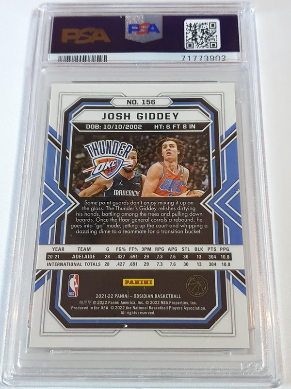 2021 Obsidian Josh Giddey Rookie #156 ELECTRIC ETCH RED FLOOD - PSA 9 (POP 7)