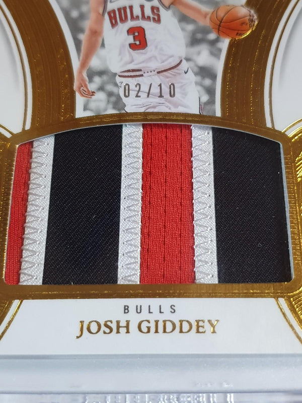 2024 Panini Flawless Josh Giddey #PATCH GOLD /10 Game Worn 3 Color Bulls Jersey