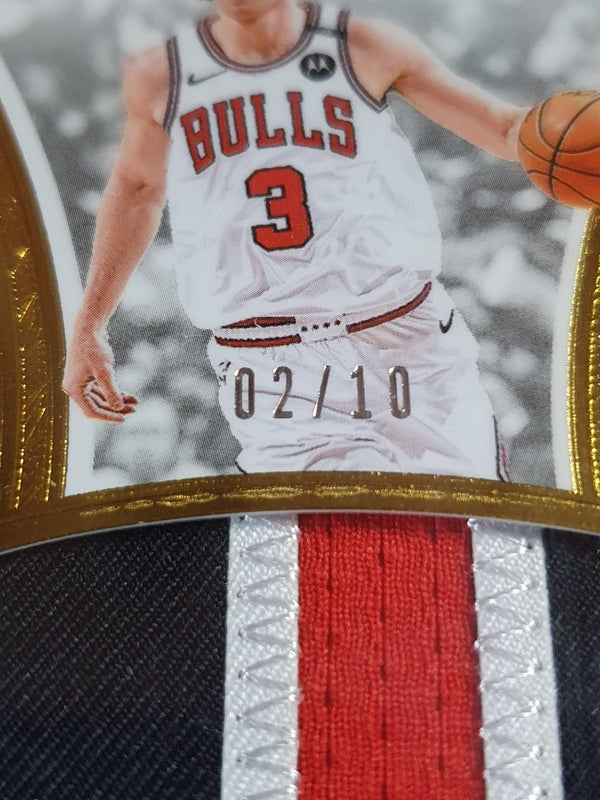 2024 Panini Flawless Josh Giddey #PATCH GOLD /10 Game Worn 3 Color Bulls Jersey