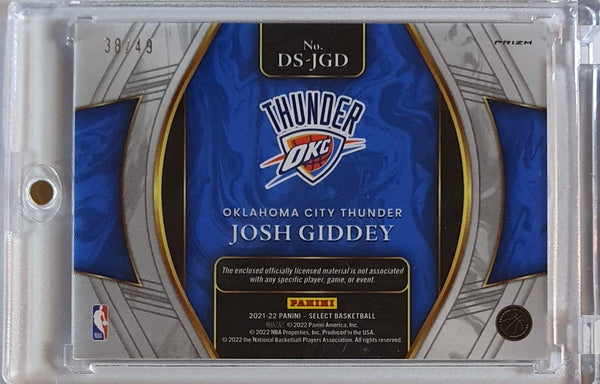 2021 Select Josh Giddey Rookie #PATCH /49 COPPER Draft Selections Jersey - Rare
