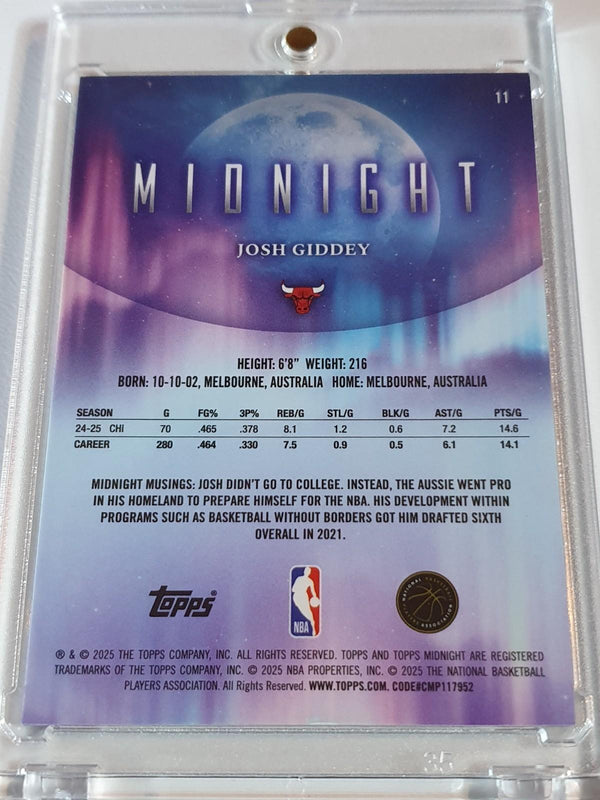 2025 Topps Midnight Josh Giddey #11 DAYBREAK 5/5 Holo (Bulls) - Ready to Grade