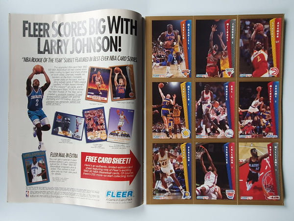 1992 NBA Inside Stuff Premiere Issue w/ Fleer Uncut Sheet - Michael Jordan