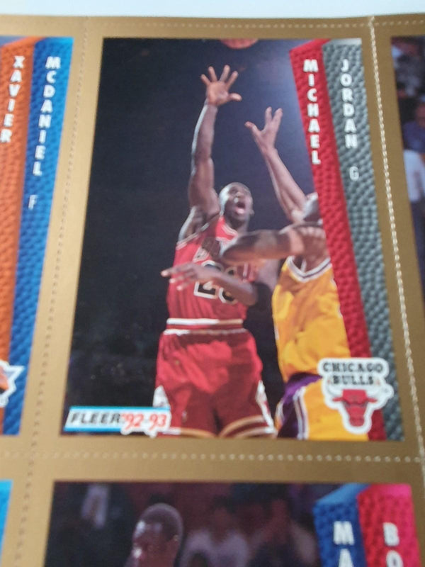 1992 NBA Inside Stuff Premiere Issue w/ Fleer Uncut Sheet - Michael Jordan