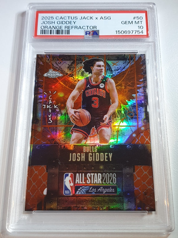 2025 Topps Chrome Cactus Jack Josh Giddey #50 ORANGE /50 Holo - PSA 10 (POP 6)
