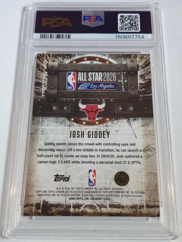 2025 Topps Chrome Cactus Jack Josh Giddey #50 ORANGE /50 Holo - PSA 10 (POP 6)