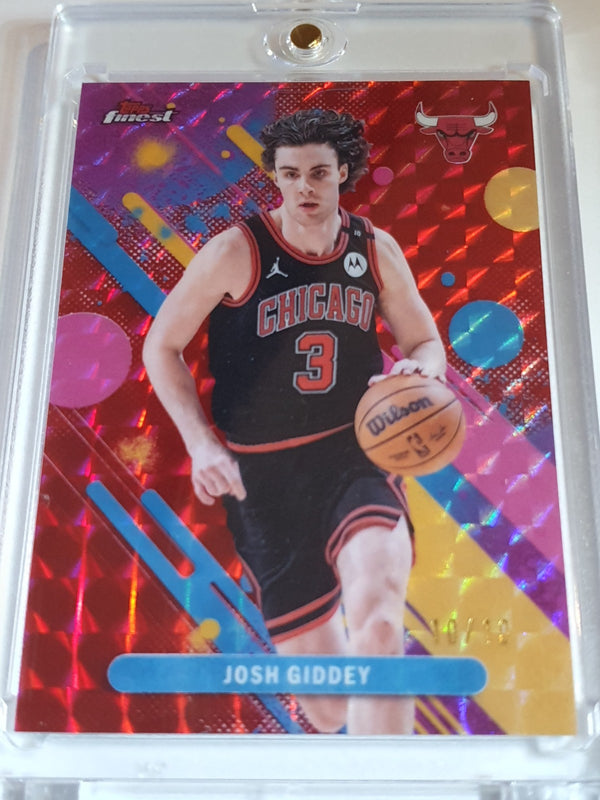 2025 Topps Finest Josh Giddey #34 RED GEOMETRIC 10/10 Refractor (Bulls) - Rare