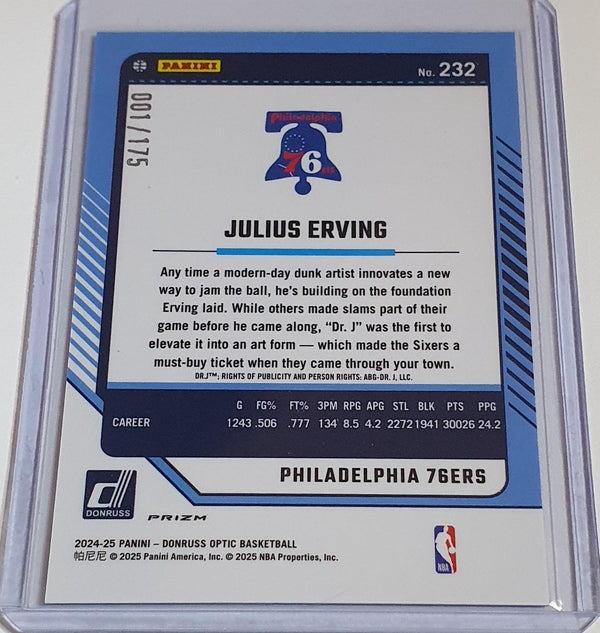 2024 Panini Donruss Optic Julius Erving #232 BLUE HYPER  001/175 Holo - Rare
