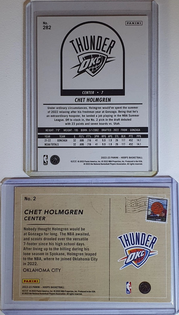 2022 Panini NBA Hoops Chet Holmgren Rookie LOT of 2 Rookies #282 #2 RC - Rare