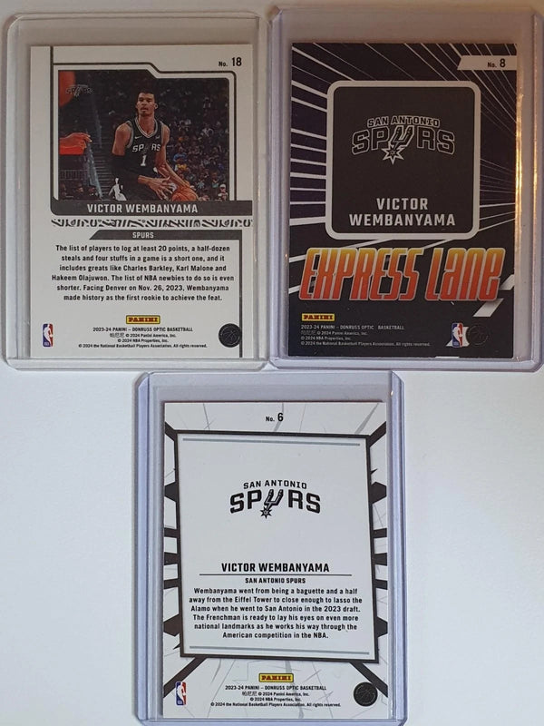 2023 Donruss Optic Victor Wembanyama LOT of 3 Rookie Cards #18 #6 #8 RCs - Rare