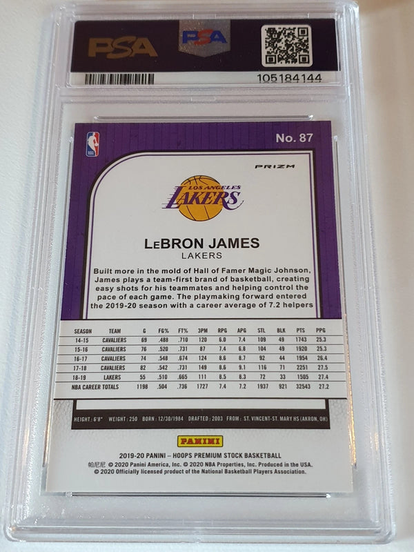 2019 NBA Hoops Premium Stock LeBron James #87 SHIMMER Holo - PSA 9 (POP 2)