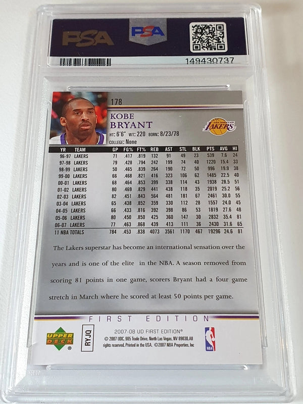 2007 Upper Deck First Edition Kobe Bryant #178 - PSA 9 (POP 38)