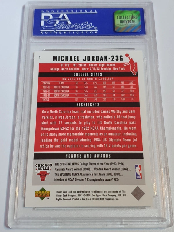 1999 Upper Deck Jordan Tribute Michael Jordan #1 11/30/84 - PSA 8 (POP 11)