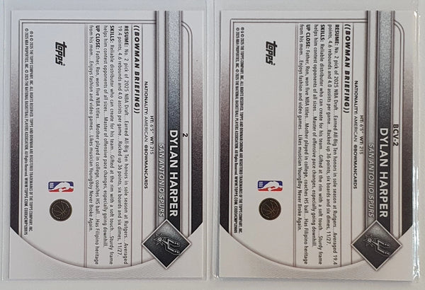 2025 Bowman Dylan Harper Lot of 2 x Rookie CHROME #BCV-2 #2 RC - Ready to Grade
