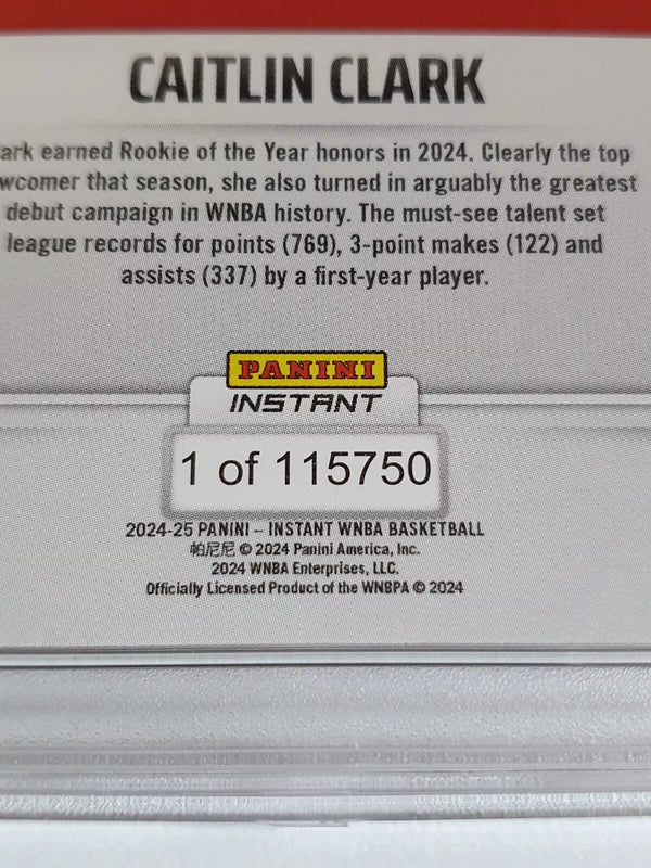 2024 Panini Instant WNBA Caitlin Clark Rookie Collection #A /115750 RC - PSA 9